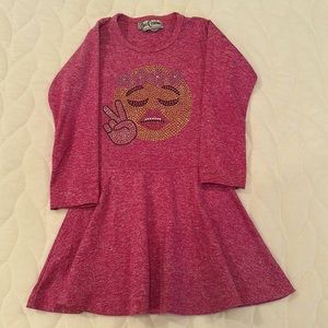 Dori Creations Girls Long Sleeve Skater Dress Embellished Peace Symbol E…